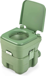 20L Toilette Portatile con Serbatoio d'Acqua Rimovibile a Maniglia,WC Chimico da Esterno per Campeggio, Water Portatile per Adulti e Anziani, Supporto Carico 150kg, 36 x 42 x 43 cm (Verde)