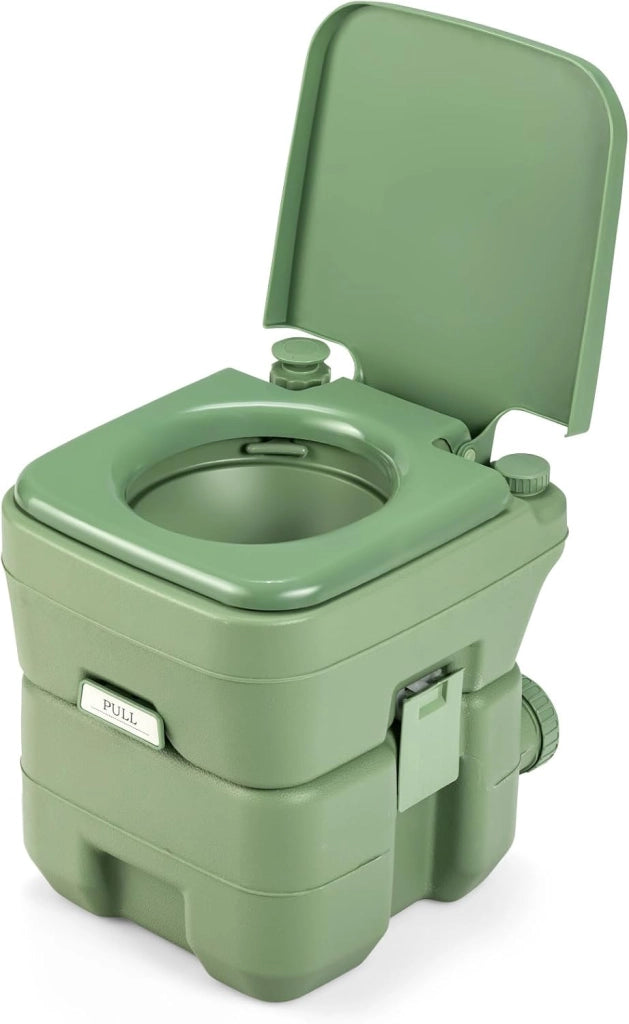 20L Toilette Portatile con Serbatoio d'Acqua Rimovibile a Maniglia,WC Chimico da Esterno per Campeggio, Water Portatile per Adulti e Anziani, Supporto Carico 150kg, 36 x 42 x 43 cm (Verde)