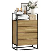 Cassettiera Moderna con 4 Cassetti ¨C Zephmum ¨C Grigio 60x40x94,5 cm