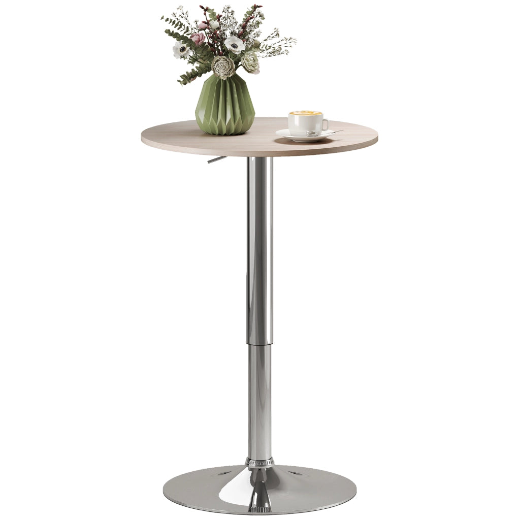 Tavolo da bar rotondo regolabile in altezza ¨C zephmum ¨C legno naturale ?60x67-93 cm
