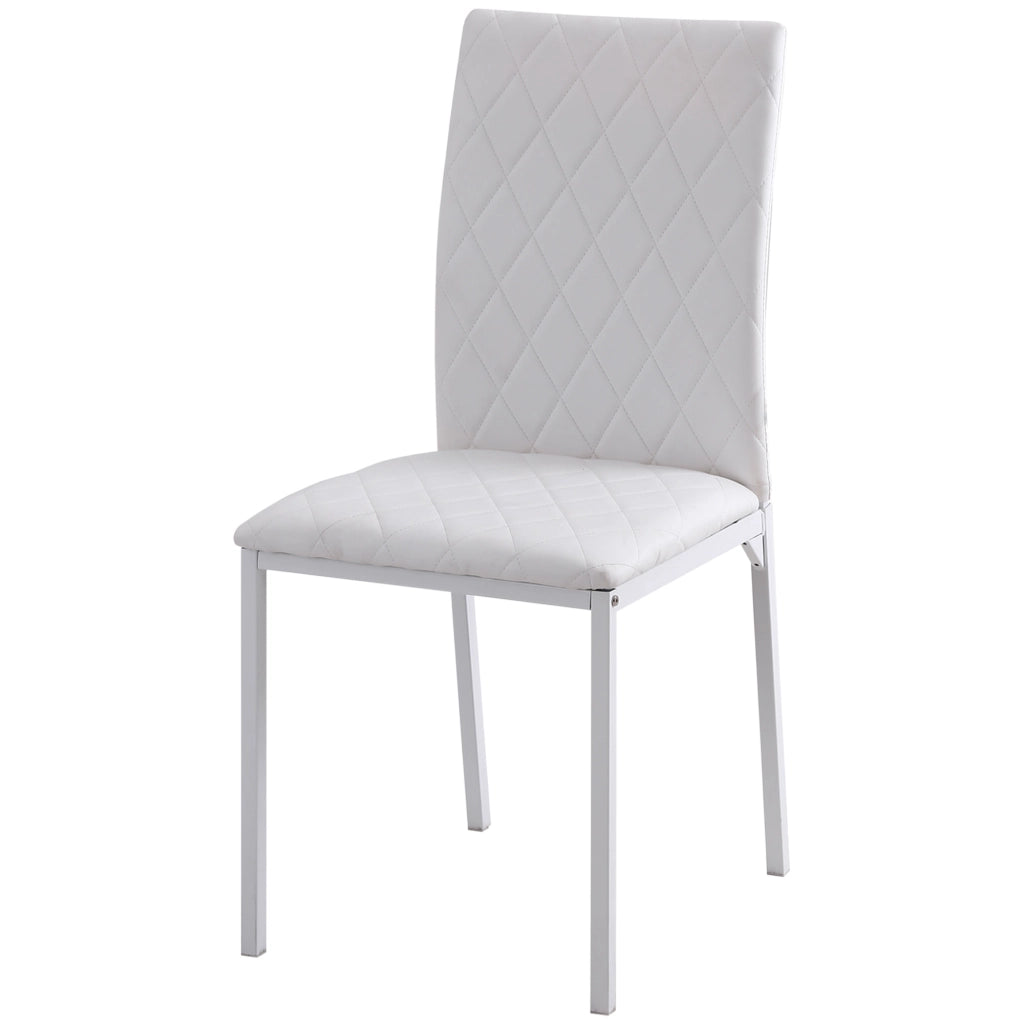 Set 4 Sedie Imbottite per Sala da Pranzo con Rivestimento in Similpelle, 41x50x91cm - Bianco