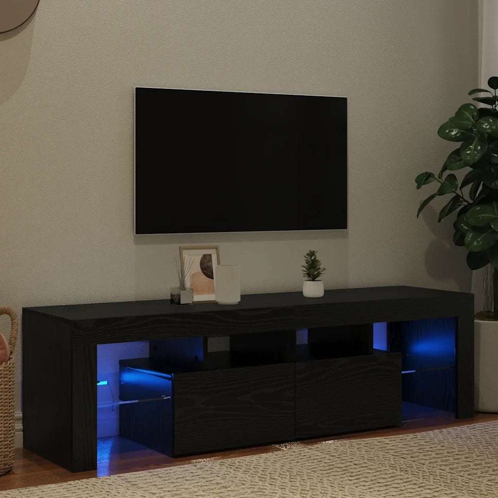 Mobile Porta TV con LED-Mobile per TV-Credenza TV Rovere Nero 140x36,5x40 cm Truciolato