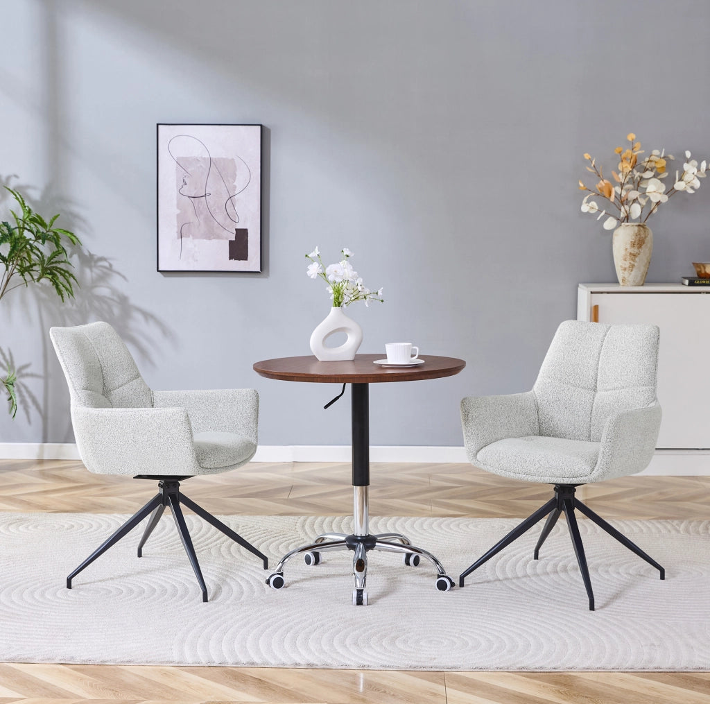 Sedia imbottita girevole 360° in tessuto grigio chiaro