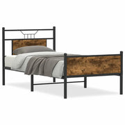 Letto singolo | Letto per adulti | Giroletto senza Materasso Rovere Fumo 90x200 cm in Truciolato