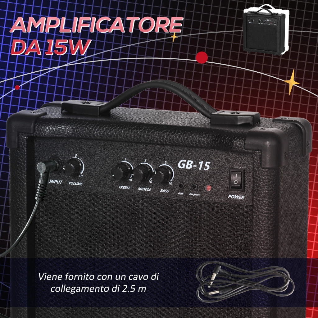 Basso Elettrico 4 Corde con Amplificatore ¨C zephmum ¨C Blu Scuro