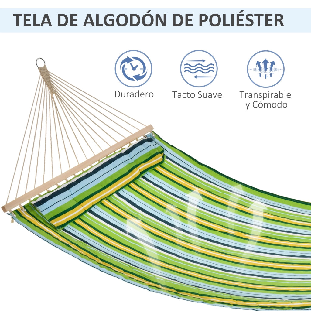 Amaca da giardino per 2 persone ¨C zephmum ¨C righe blu e verdi 3,4x1,4m