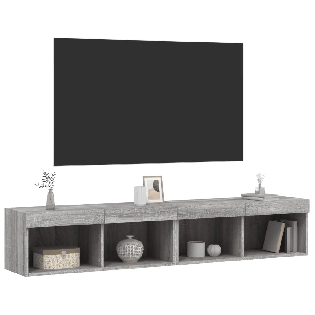 Mobili Porta TV con Luci LED 2 pz Grigio Sonoma 80x30x30 cm 837152