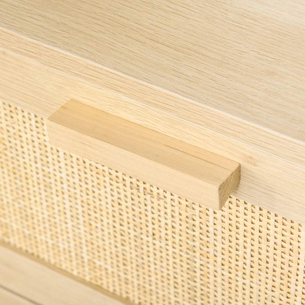 Com¨° 3 Cassetti Cannage in Rattan ¨C zephmum ¨C MDF Effetto Legno Chiaro 80x40x80 cm