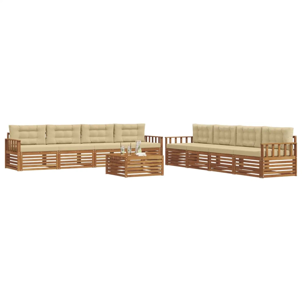 Set di divani da esterno con cuscino 9 pcs Naturale e Beige 3373213