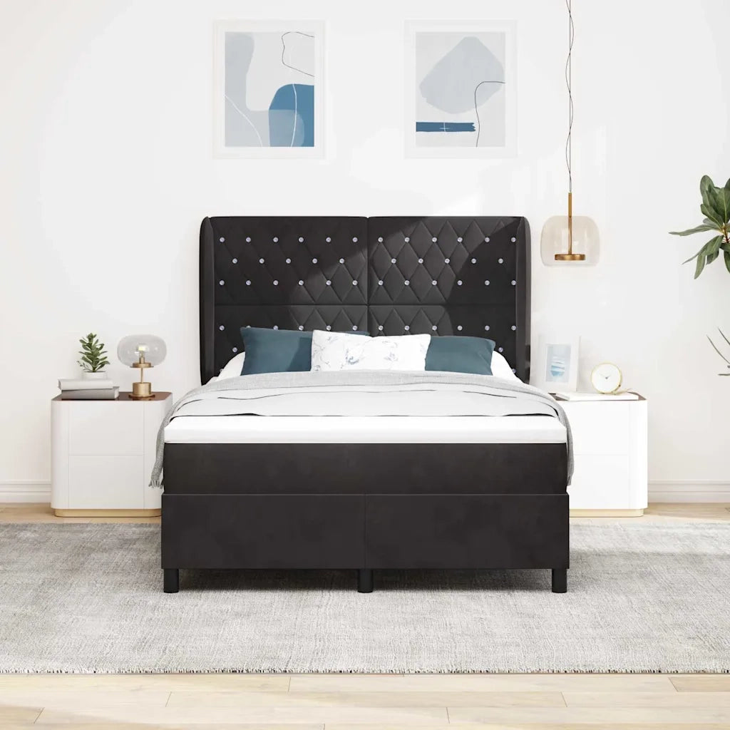 Letto a molle con materasso Nero 200 x 140 cm Poliestere 3340876