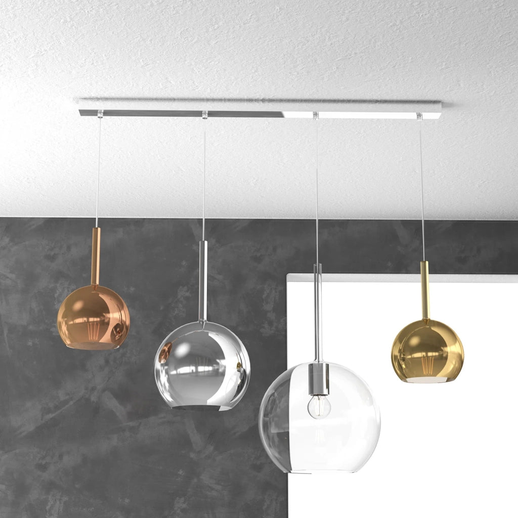 Lampadario Contemporaneo Future Metallo Cromo Vetro Multicolor 4 Luci E27