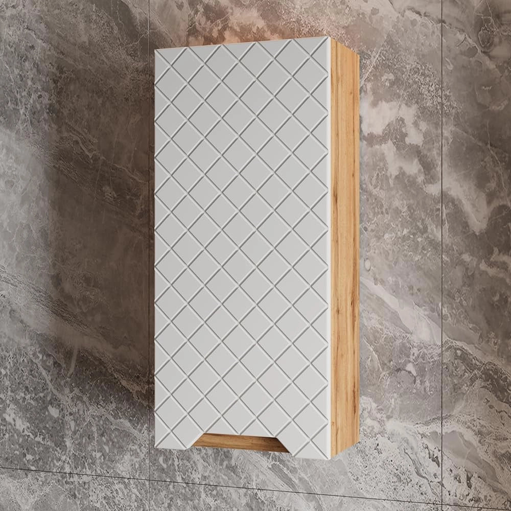 mobile bagno Lotta, Bianco, 20 x 72.6 cm, per montaggio a parete con ripiani regolabili in altezza