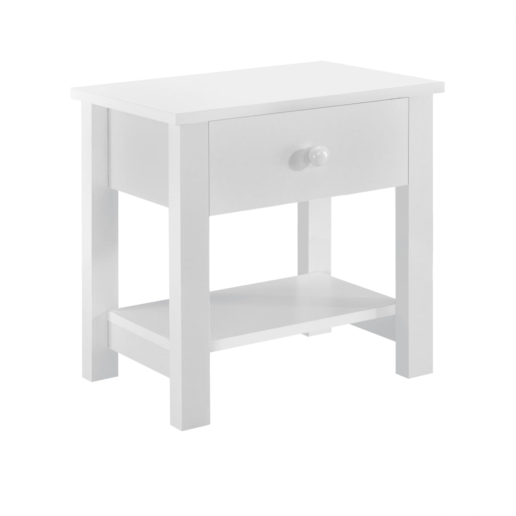Comodino con Cassetto e Ripiano 40 x 30 x 42 cm Bianco [en.casa]