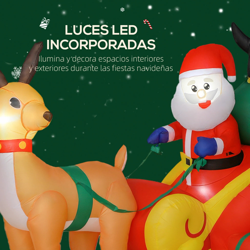 Pap¨¤ Gonfiabile Natale con Slitta e Luci LED ¨C zephmum ¨C 180x120x155 cm