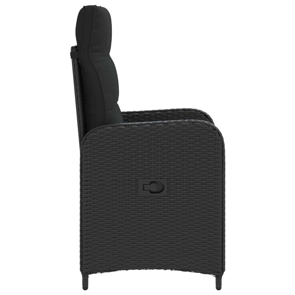 Sedia da giardino reclinabile Nero polyrattan
