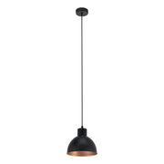 Lampadario A Sospensione Vintage Truro 1 Acciaio Nero Rame 1 Luce E27