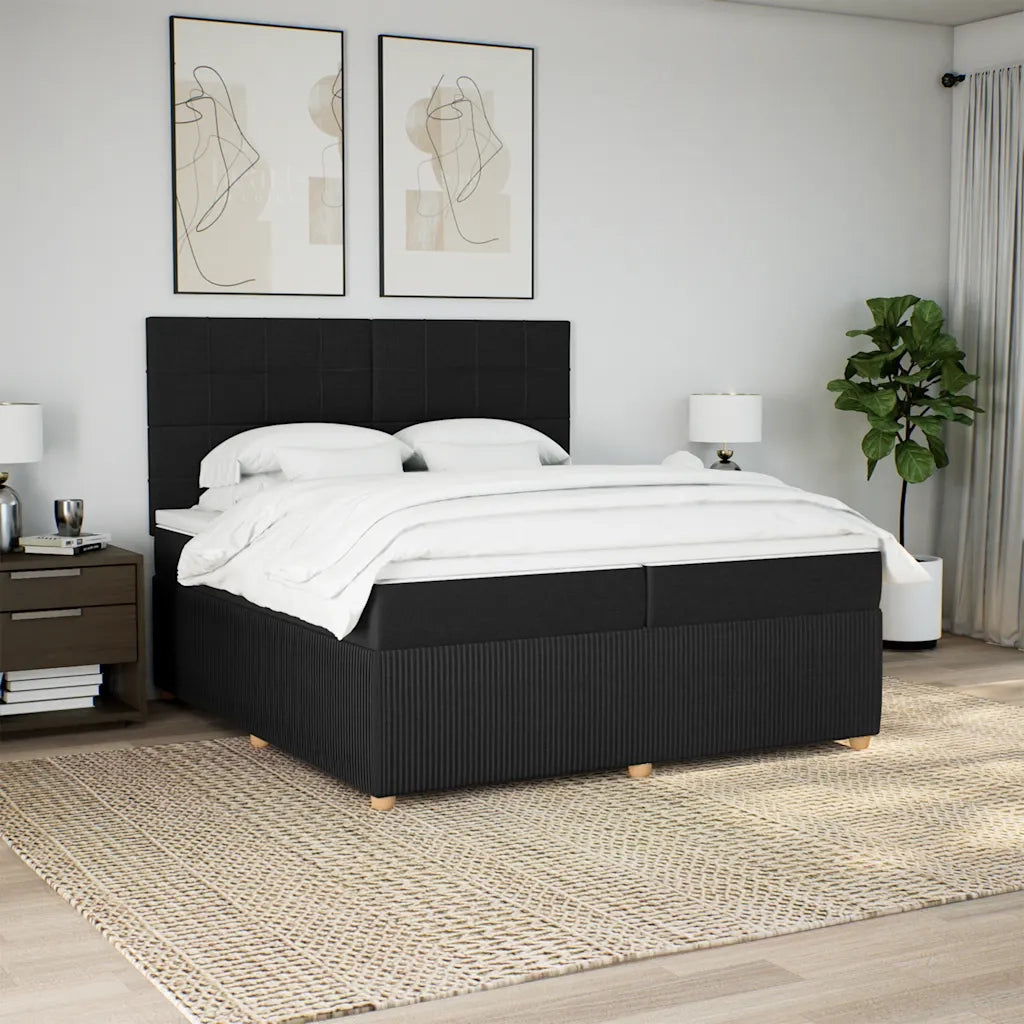 vidaXL Giroletto a Molle con Materasso Nero 200x200 cm in Tessuto