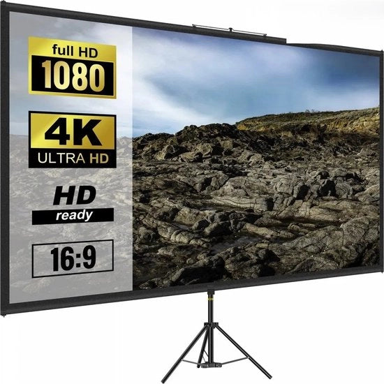 Schermo da Proiezione 4K HD - 100 pollici - Schermo da Proiezione Adattabile - Stativo in Alluminio - Cinema Casa - Sala di Riunione