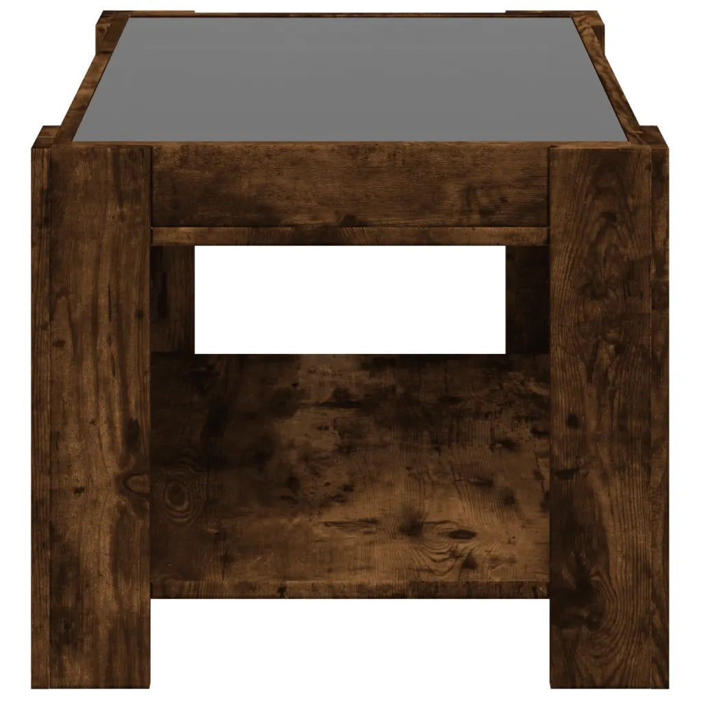 Tavolino salotto | Tavolino da caff¨¨ | Tavolino da Soggiorno con LED Rovere Fumo 73x53x45 cm Multistrato