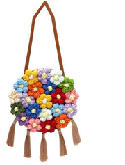 Borsa a spalla in tessuto - Portachiavi fiorito - Grande capacità