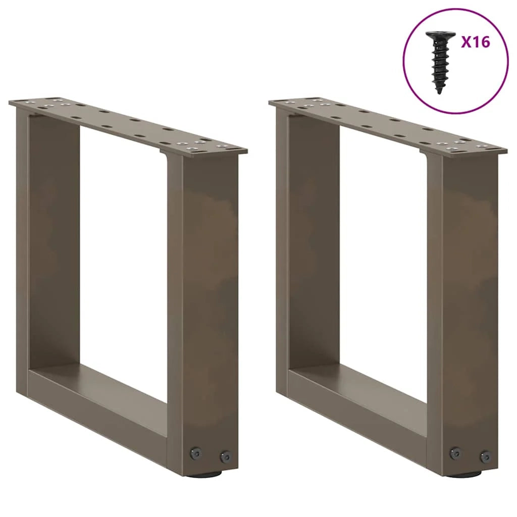 Set di 2 gambe per tavolino da caffè a forma di U 30 x 31 cm con piedini regolabili stile moderno acciaio naturale 02_0057371