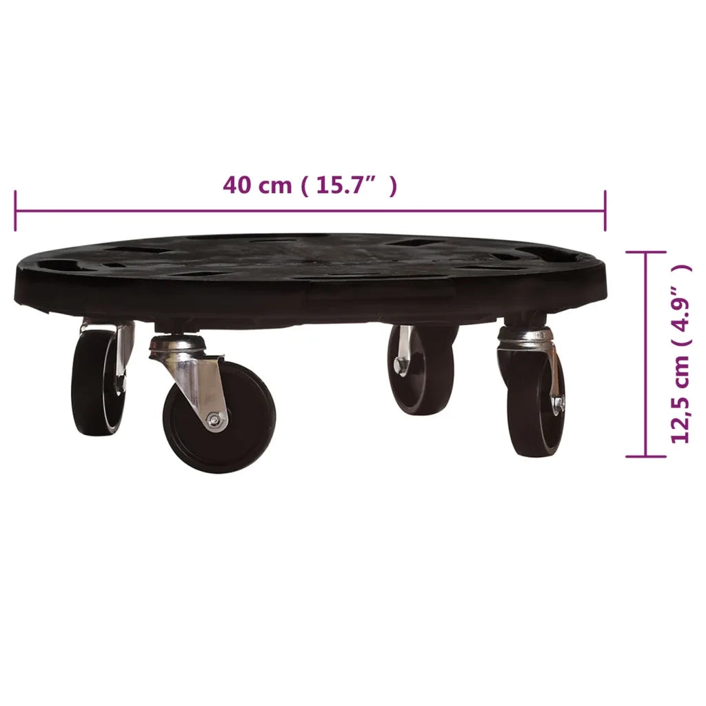 Carrello per Piante con Ruote Diametro 40 cm Nero 275 kg 151830