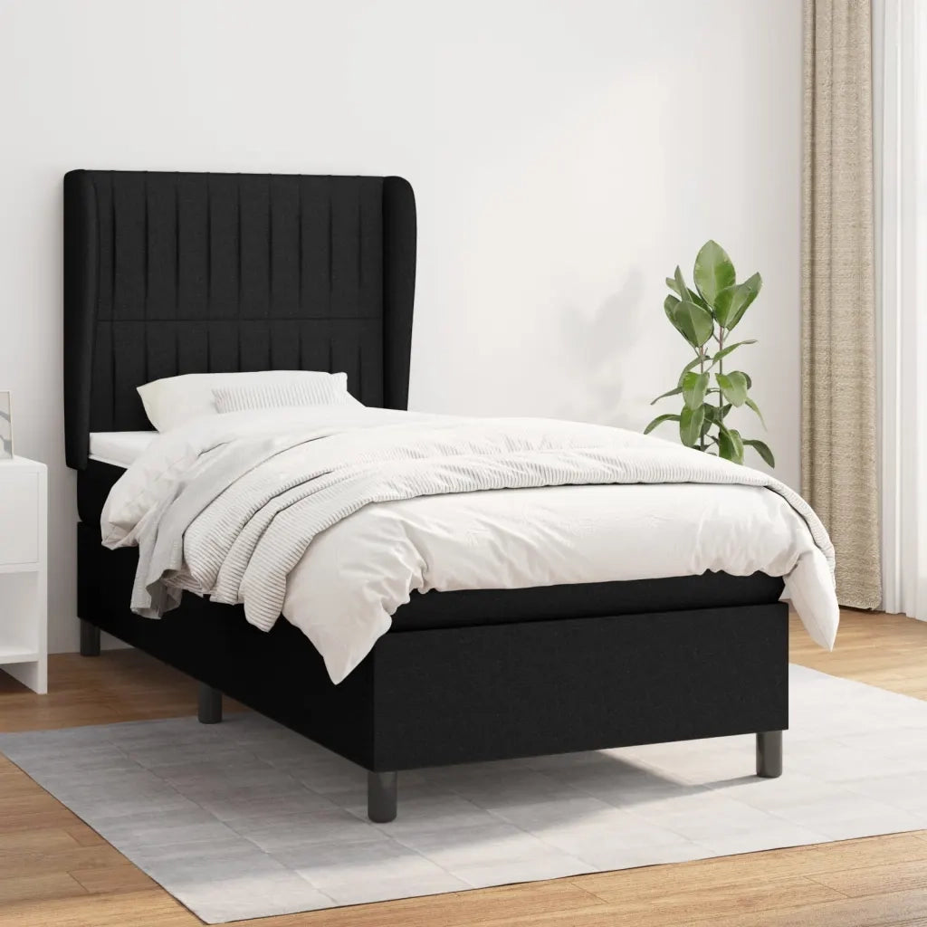 Giroletto a Molle con Materasso Nero 90x200 cm in Tessuto