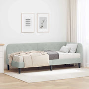 Cornice del letto ad angolo Grigio chiaro 80 x 200 cm Velluto