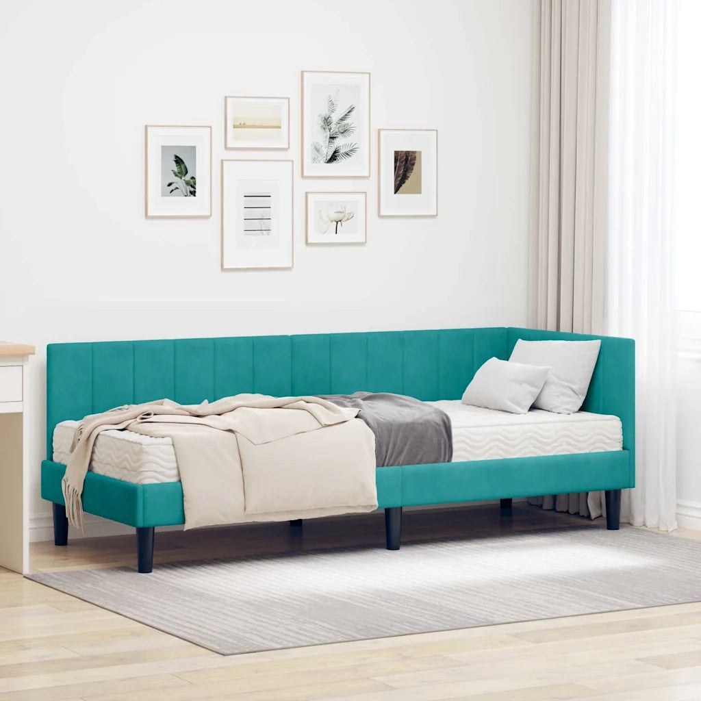 Struttura Letto Angolare con Materasso 2 pcs Turchese Velluto