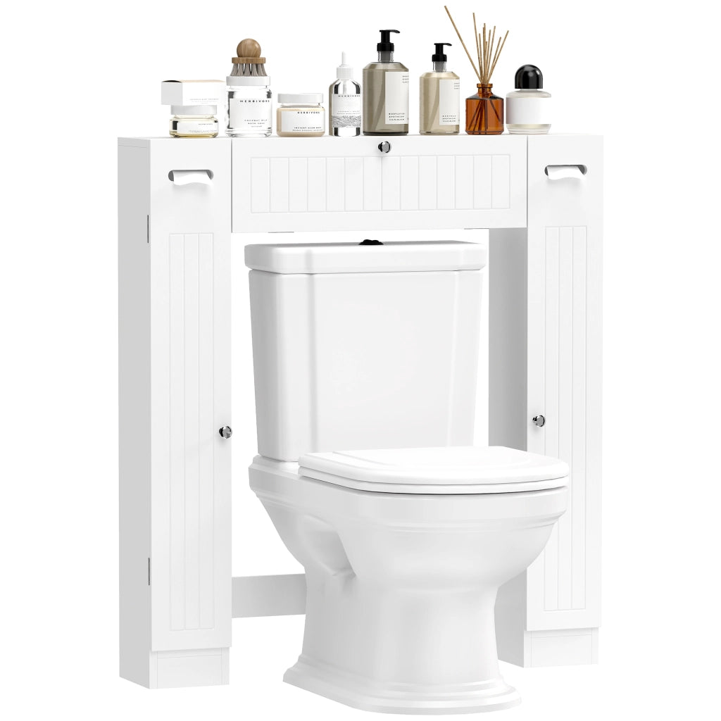 Mobile WC con 2 ante, cassetto, porta rotoli e ripiani regolabili ¨C zephmum ¨C bianco