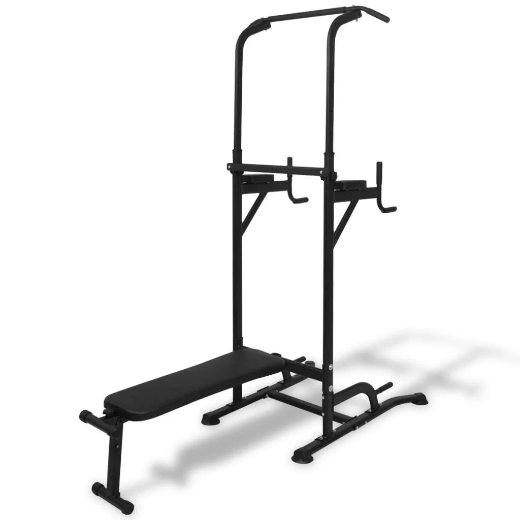Torre per allenamento pesi con panca nera per sport e fitness (02_0000040)