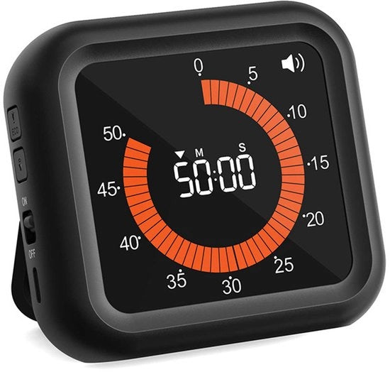 Timer – Timer Oplaadbare fino a 11 ore e 59 minuti, con display VA, regolabile volume e luminosità (nero).