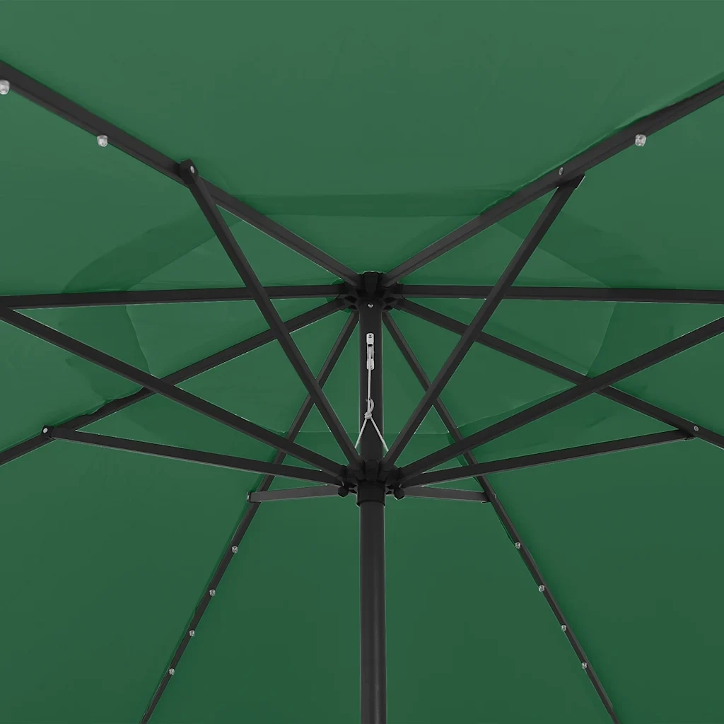 Ombrellone da Esterni con LED e Palo in Metallo 400 cm Verde