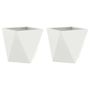 2 pz Fioriera | Cassetta per fiori | Vaso Bianco 40 x 40 x 40 cm Acciaio