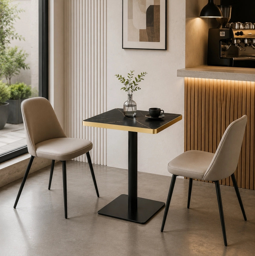 TAVOLO quadrato 60x60 cm MDF Nero struttura in metallo