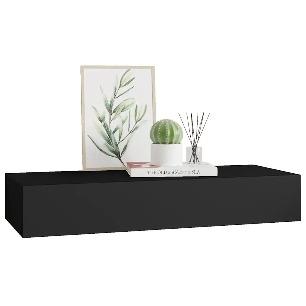 Scaffale con Cassetti da Parete Nero 60x23,5x10 cm in MDF cod mxl 71446