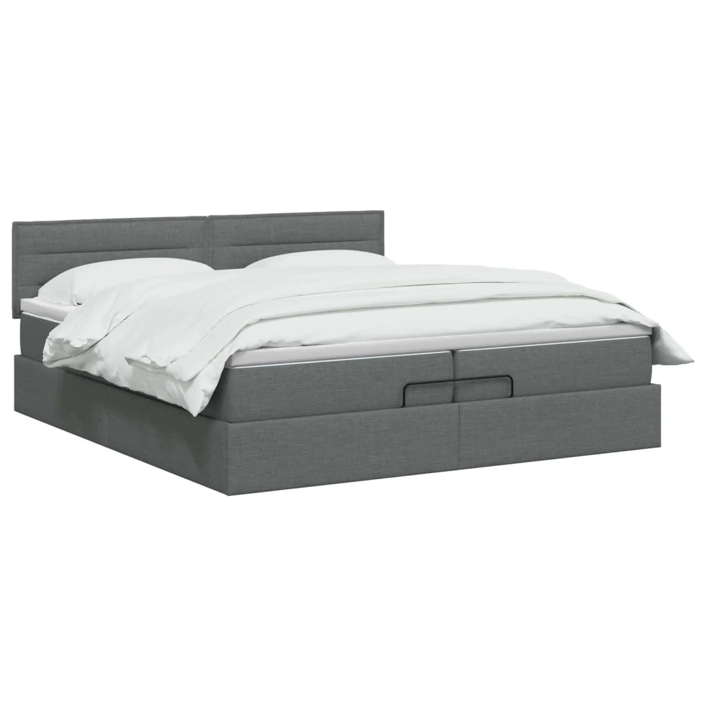 Letto ottomano con materasso Grigio Scuro 200 x 200 cm Tessuto 3456269