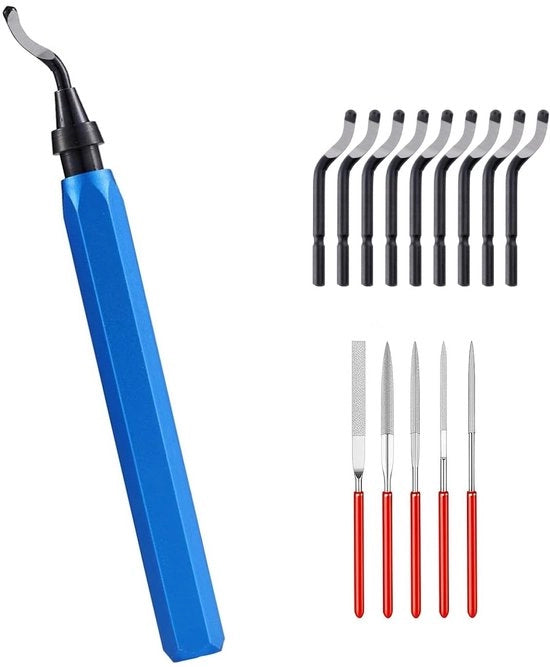 Strumento di rimozione di vernici Blauo - Manico in metallo - 10 lamine di ricambio - 5 punte diamantate - Per plastico/aluminium - Scatola di stoccaggio - Kit di rimozione di vernici