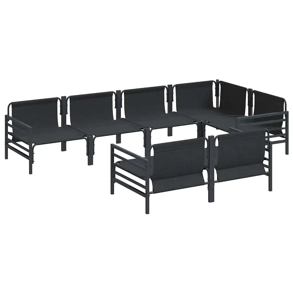 Set Divano da Giardino con cuscino 7 pcs Nero Acciaio 3378959