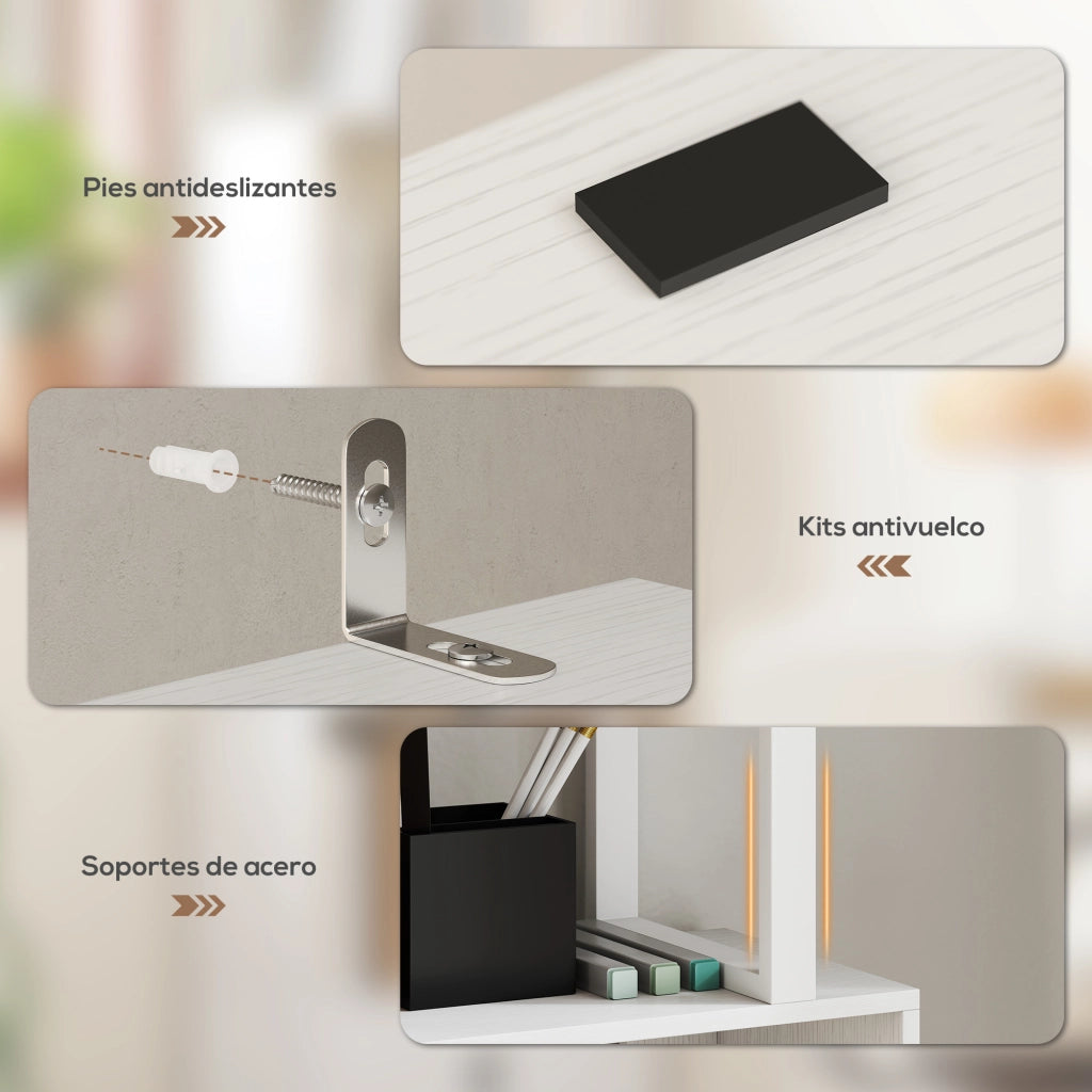 Libreria 5 Ripiani Forma S con 2 Ante ¨C Xylo ¨C Bianco 60x23,8x179,2cm