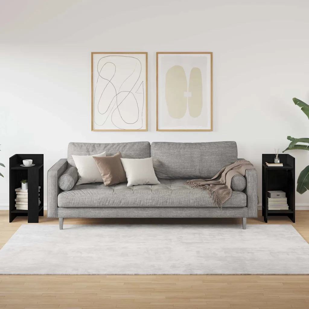 Tavolini Laterali 2 pz | Tavolo laterale con Ripiano Nero 25,5x27x60 cm