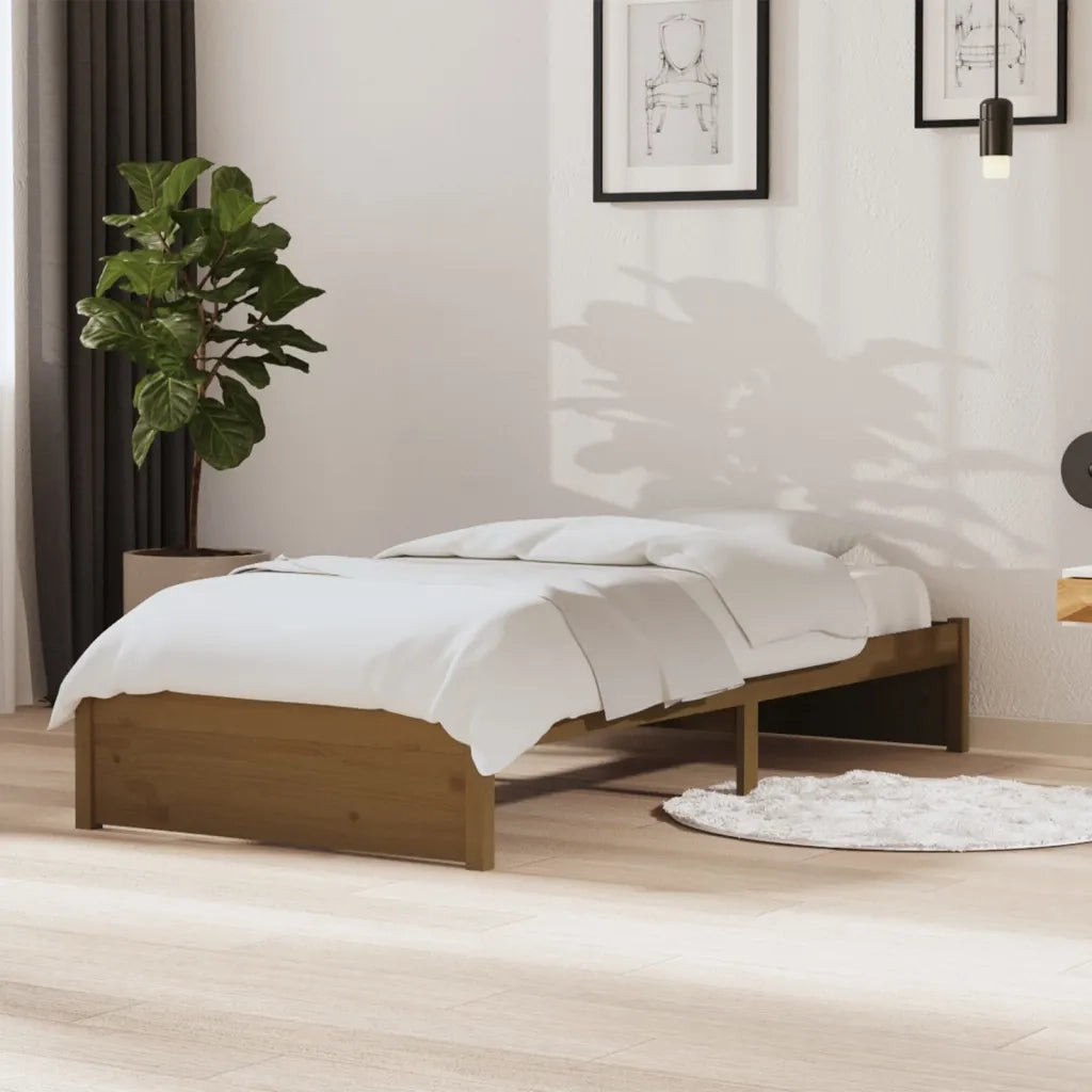 Letto singolo | Letto per adulti | Giroletto Ambra in Legno Massello 90x190 cm Single