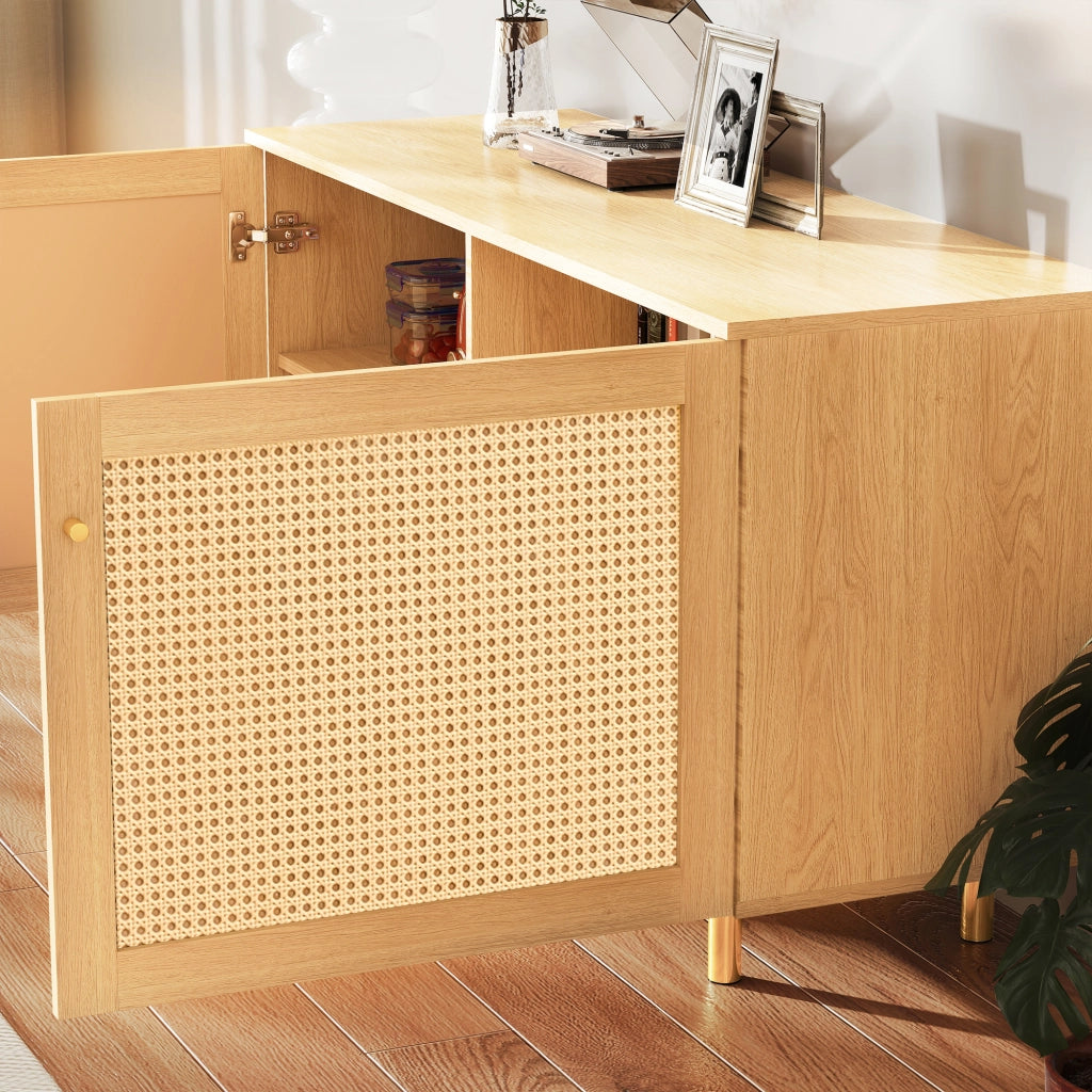 Credenza con 2 ante e ripiano per soggiorno in MDF 120×40×63 cm naturale