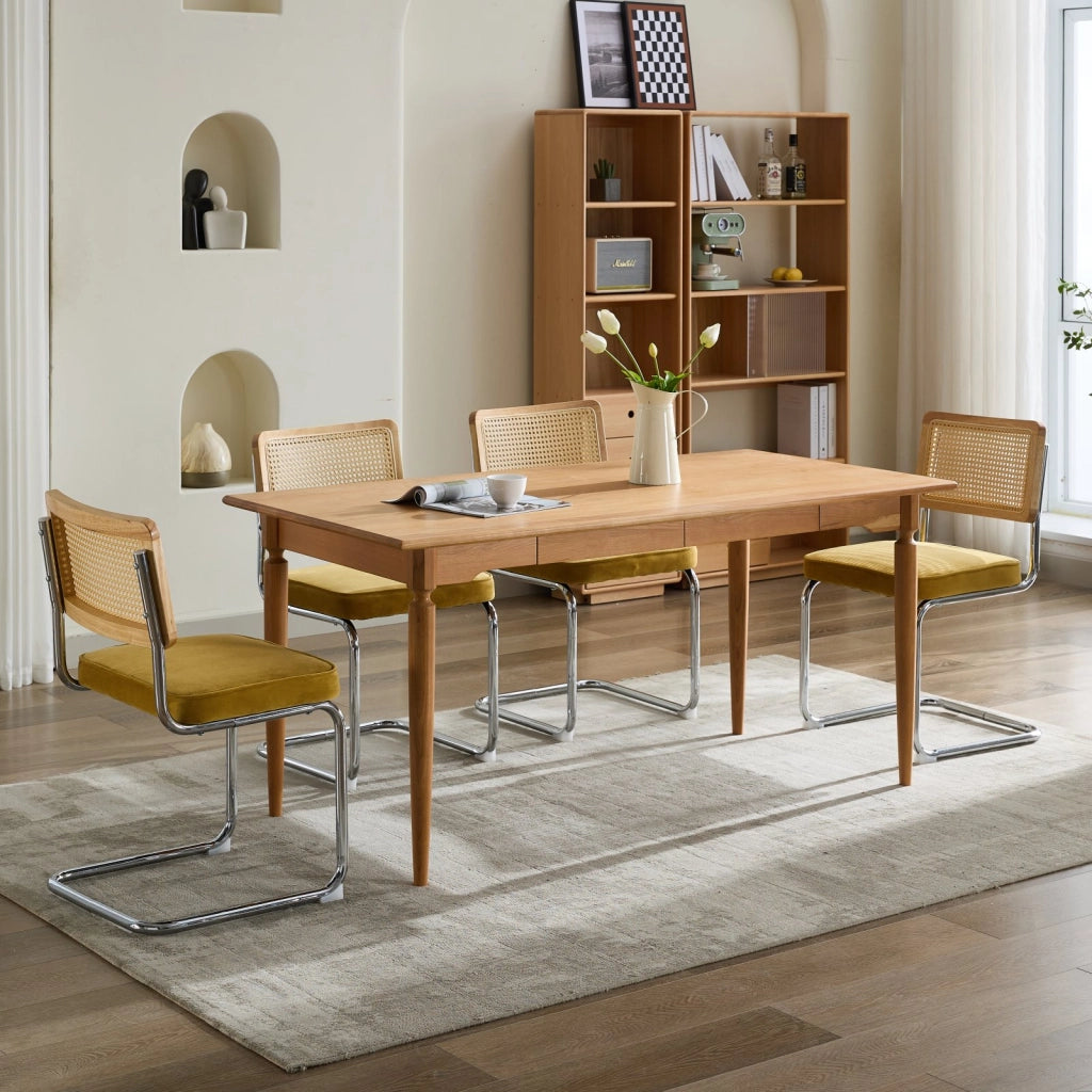 Sedie da Pranzo Set 2 Pezzi in Velluto con Schienale in Rattan ¨C MINIMAL ¨C Struttura Cromata, Oro