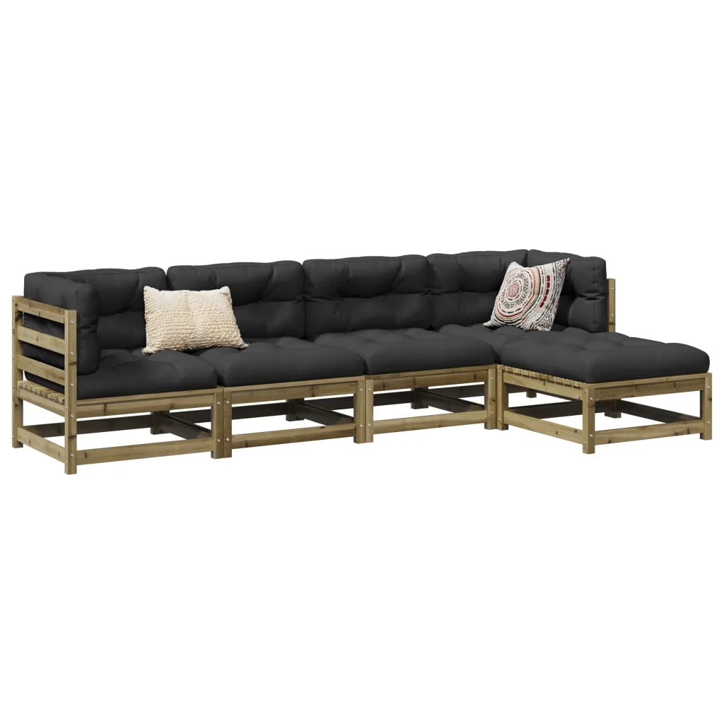 Set Divani da Giardino 5 pz | Set Salotto da Giardino in Legno Impregnato di Pino