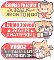 Set di 3 Bumperstickers Magnetici Riflettenti Rosa per Autisti - 25x9cm - Motivo Gatto Carino - Per Principianti - Resistenti al Tempo e Rimovibili