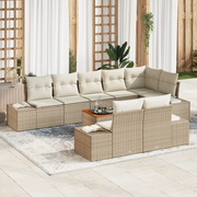 Set di divani da giardino con cuscini Beige Polirattan Acacia