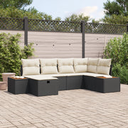 Set Divano da Giardino con Cuscini da 6 Pezzi in Polyrattan Nero