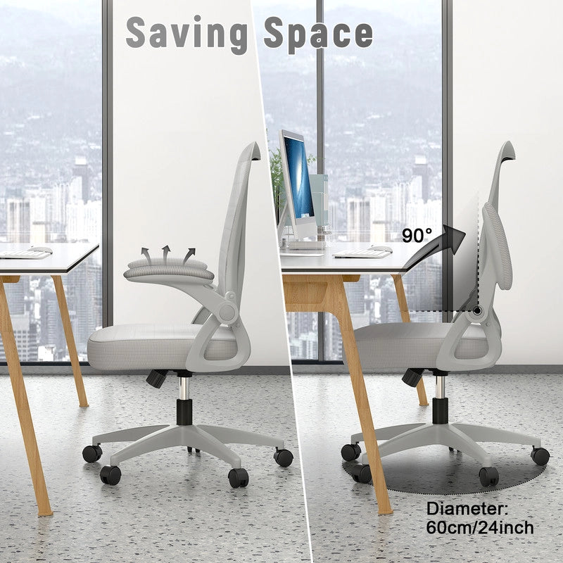 Sedia da ufficio ergonomica HAMLODY - con rotelle - Schienale regolabile con supporto lombare - Altezza regolabile - Grigio