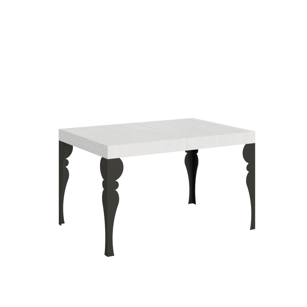 Tavolo Allungabile 120-224x90x77 cm Paxon Bianco Frassino Telaio Antracite